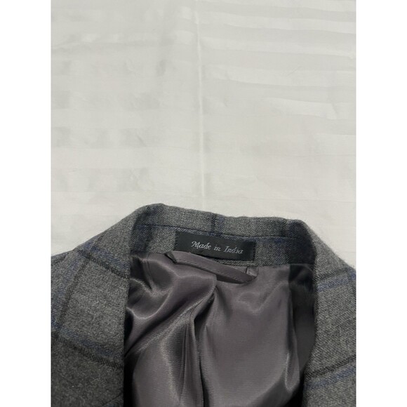 Lauren Ralph Lauren Men’s Wool Gray Windowpane Blazer Size 46R Elbow Patches - Picture 4 of 13